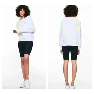 Betsey Johnson Angled Tie Dye Sweatshirt White